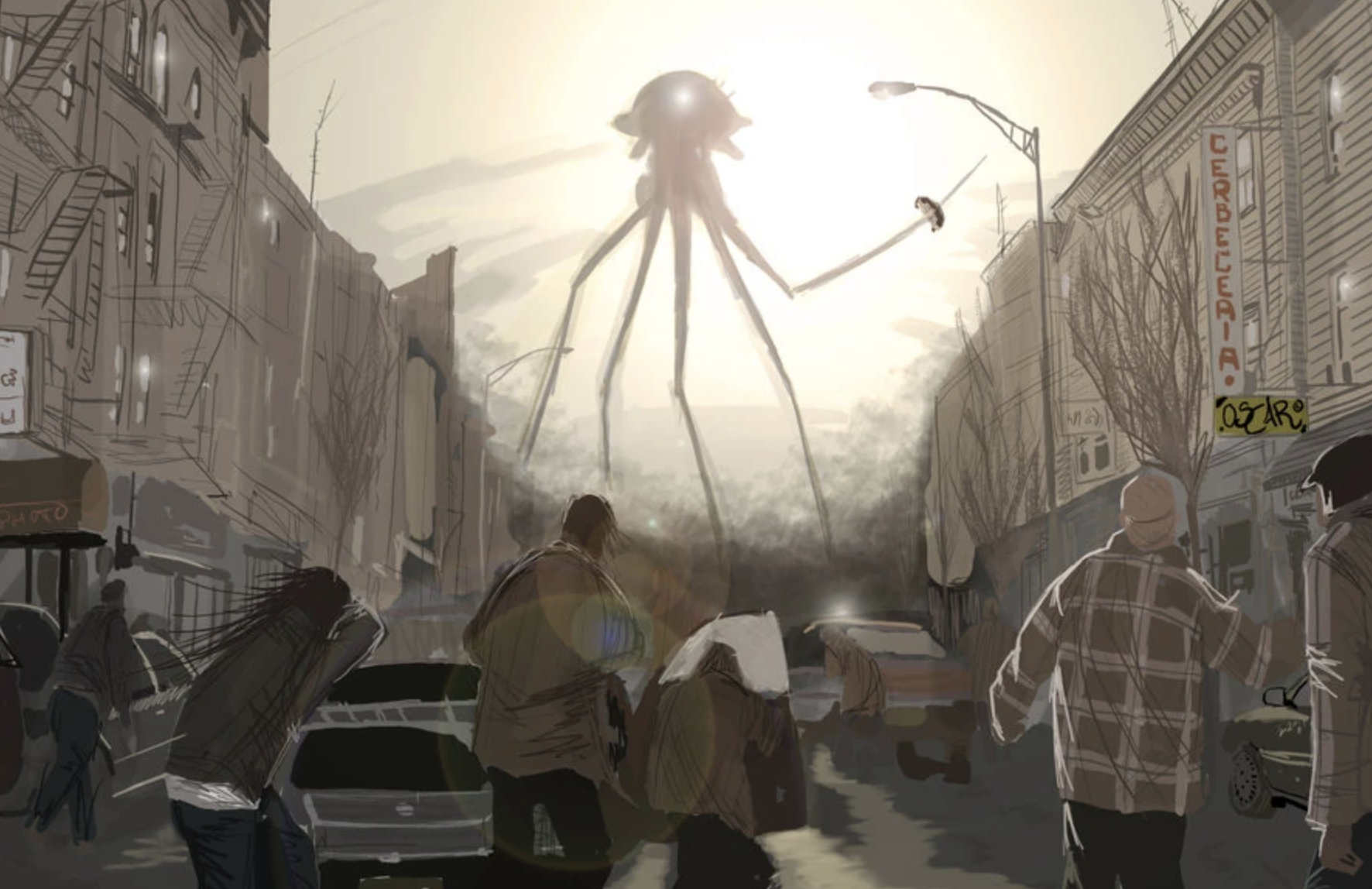 Vintage War of the Worlds pop-culture imagery